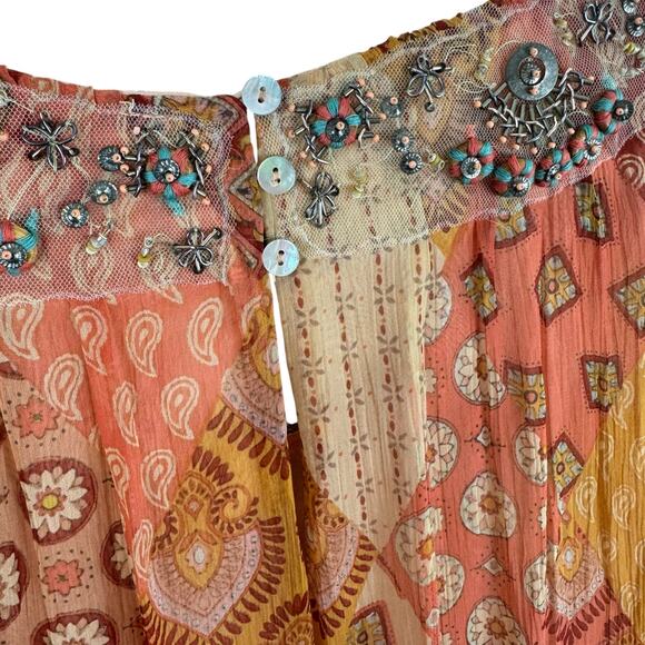 Soft Surroundings Colorful Beaded Boho Sleeveless Crinkle Maxi‎ Shift Dress 2X - Picture 8 of 11